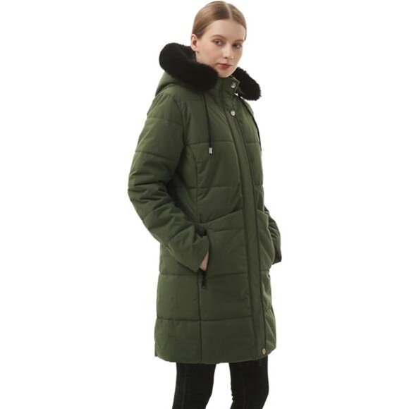 Women's Winter Puffer Coat Jacket Waterproof Green - Picture 4 of 6